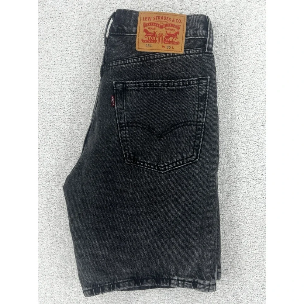 Vintage Levi's Shorts Mens 30 454 Washed Black Denim Jorts 100% Cotton 90s EUC
